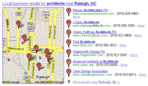 raleigh architects 300x174 How is Google Ranking the Local 7 Pack Listings?
