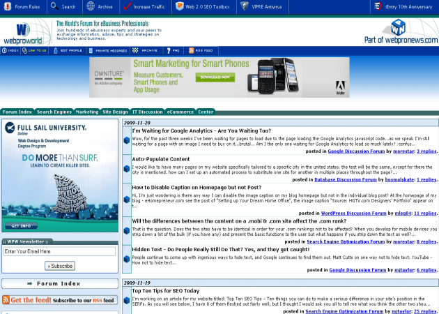 webproworld Top 10 Forums to Engage with Internet Marketers and Web Professionals