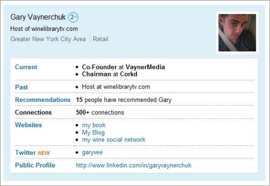 gary vaynerchuk linkedin profile Gary Vaynerchuk, Social Media in Action