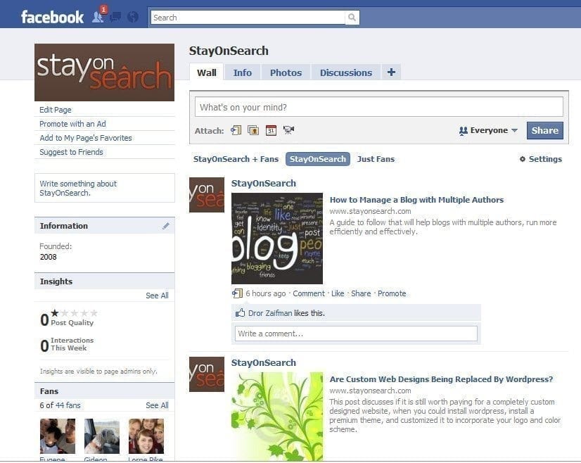 stayonsearch fanpage Become a Fan of the New StayOnSearch Facebook Page